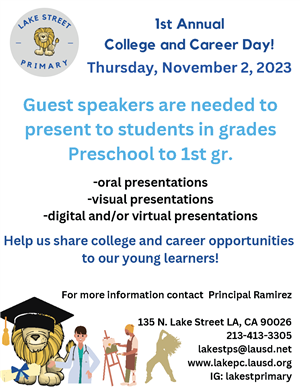 Lake Street Primary Career Day Flyer